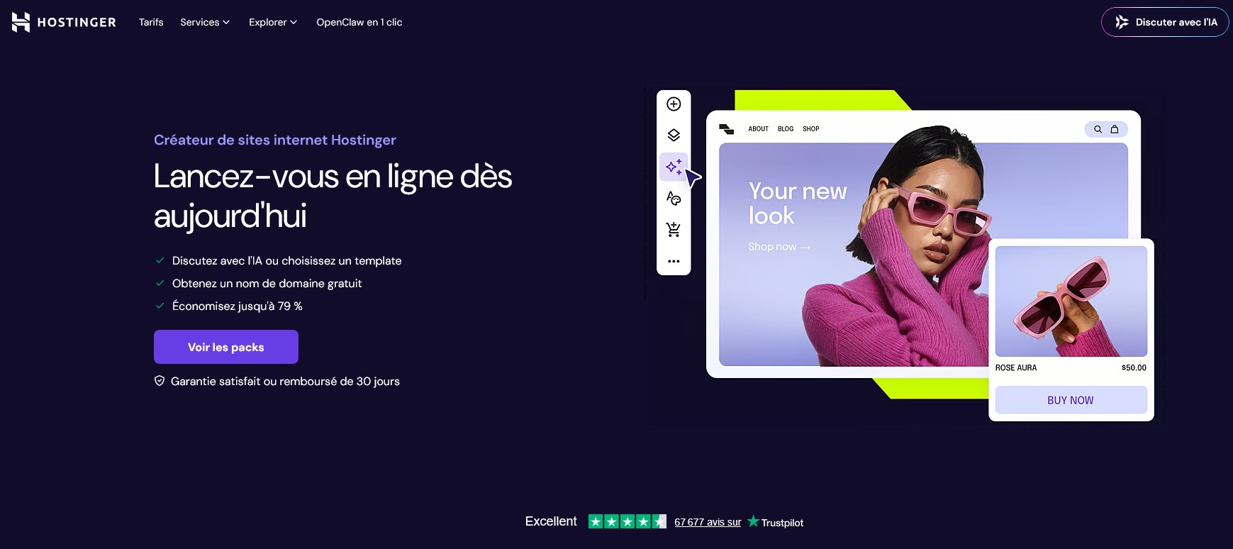 Aperçu Hostinger Website Builder