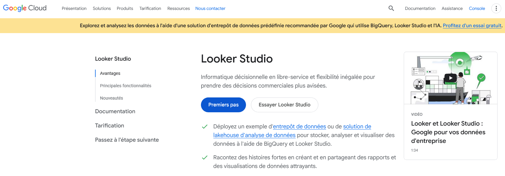 Aperçu Looker Studio (Google)