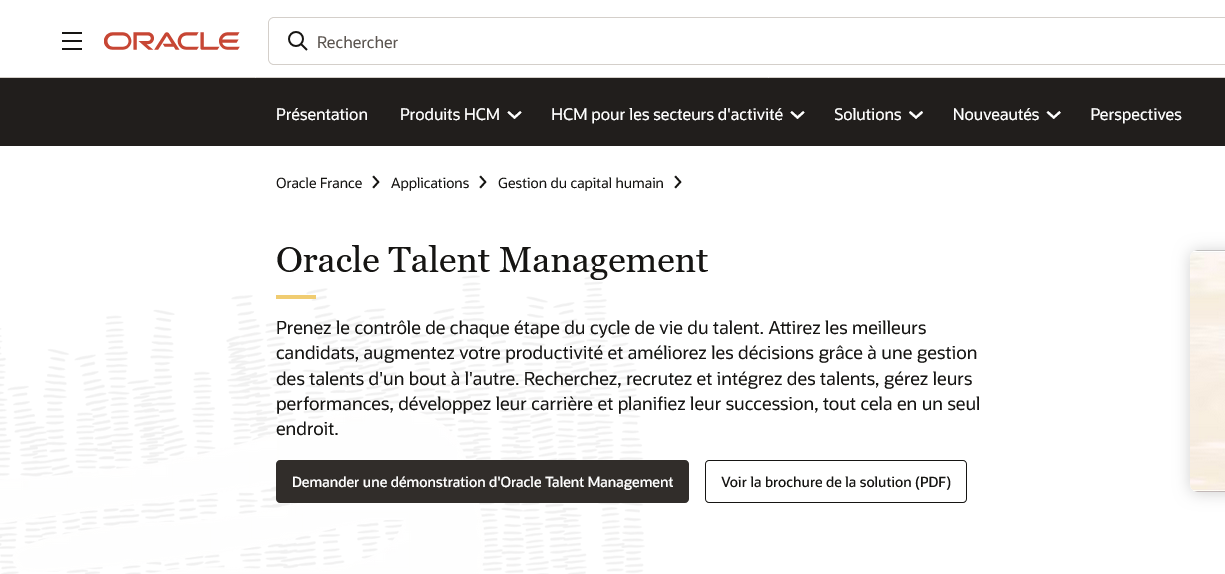 Aperçu Oracle Talent Management