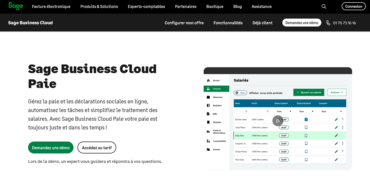 Aperçu Sage Business Cloud